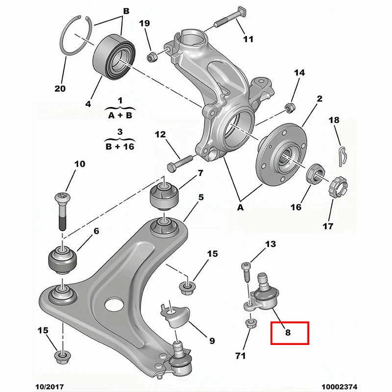 Front Control Arm Ball Joint Triangular Lower Arm Ball Head 9809338480 For Peugeot 301 Citroen C3XR Elysee C4 AIRCROSS C3L