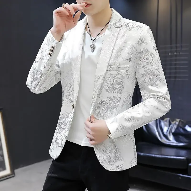 Slim Fit Chinese Jacket for Men Thin Coats Man Suits and Blazers White New in Vintage Spring Clothes Luxury Designer Classic