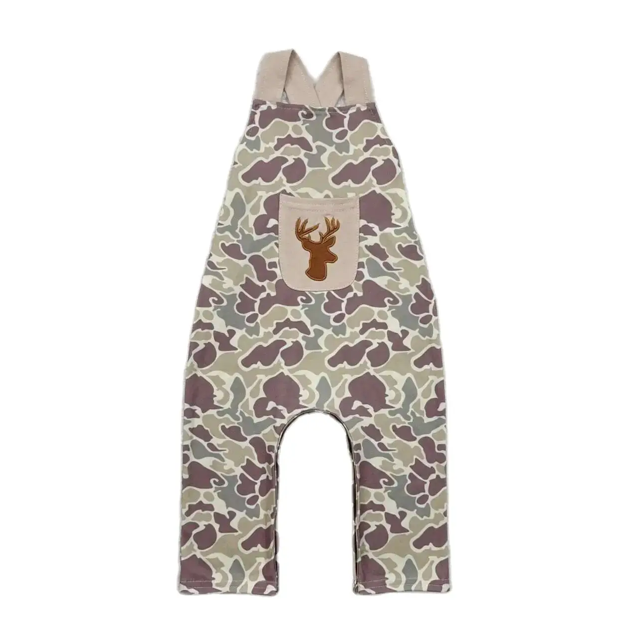 

Deer Embroidery Camo Print Pocket Jumpsuits Baby Boys Romper RTS Wholesale Toddlers Boutique Infants Baby Clothes