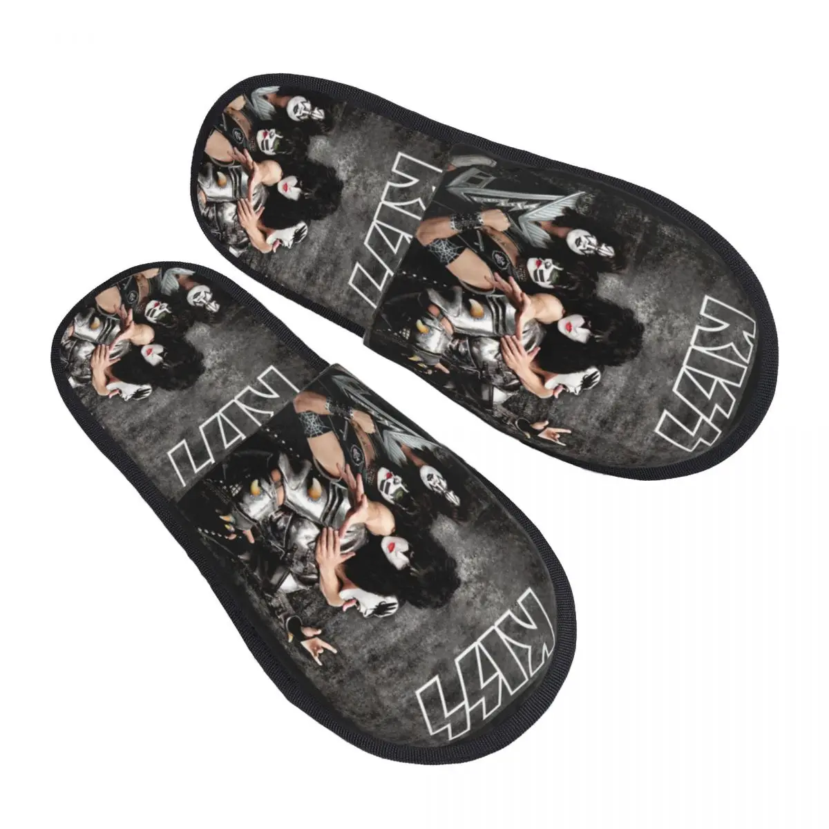 

Crazy Rock Kiss Band Furry Slippers Non-slip Cozy Memory Foam Slides Bedroom