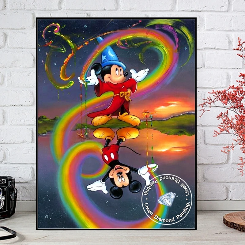 Kit Lukisan Berlian Film Kartun Disney Fantasia 1940 Dekorasi Hadiah Anak Seni Jahit Silang Mosaik Ajaib Mickey Sorcerers