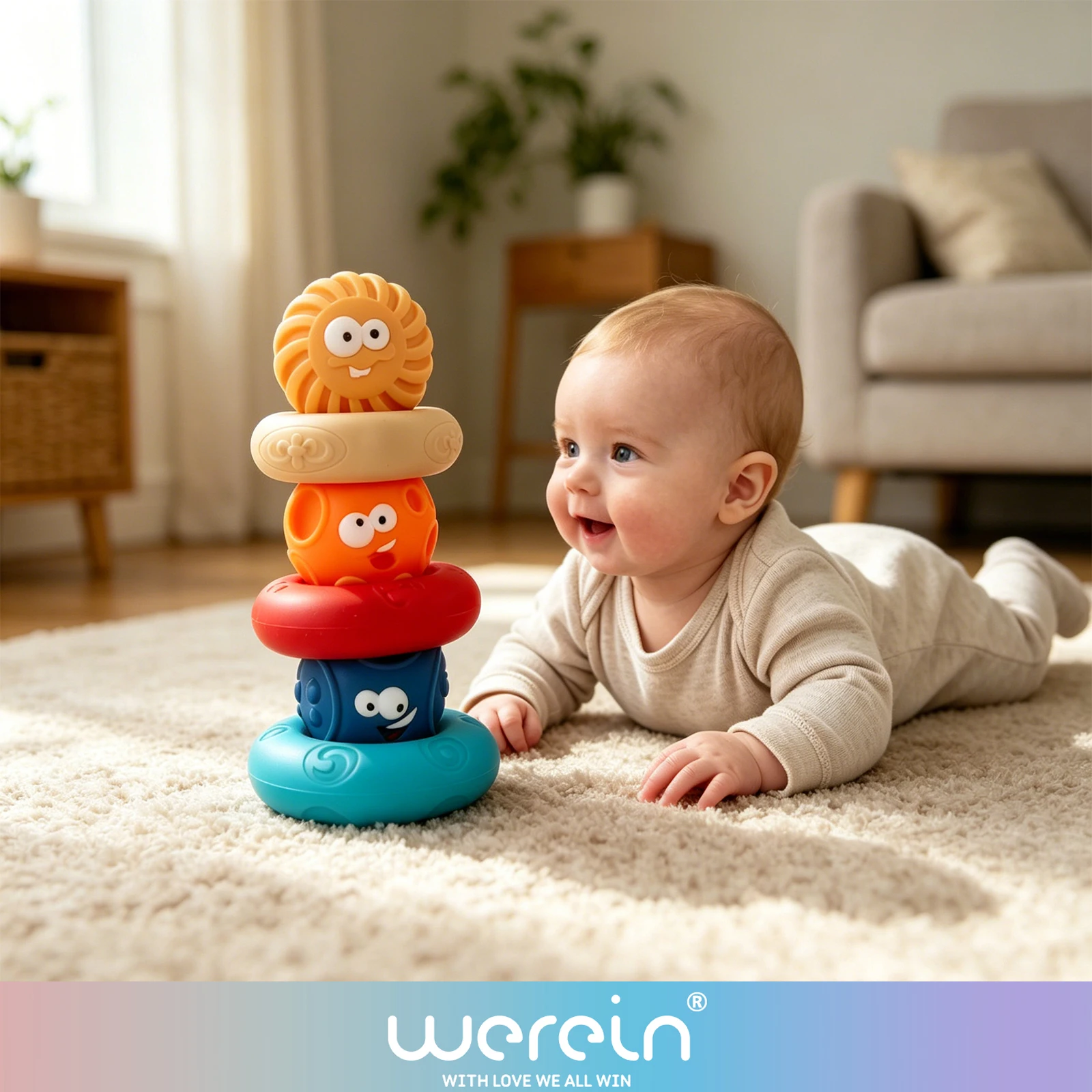 Juguete apilable de silicona para niños pequeños, números sensoriales y emociones, juguete educativo todo en uno