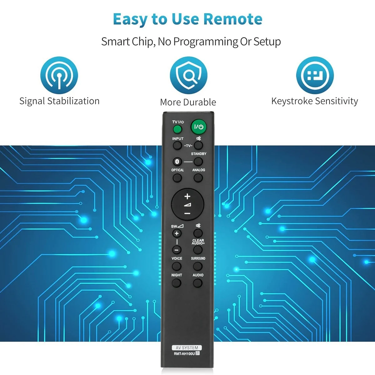 RMT-AH100U Replace Remote for Sony HT-CT180 SA-CT180 HTCT180 SACT180 Sound Bar Audio System