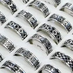10Pcs/Lot Factory Wholesale Mixed Pattern Style Stainless Steel Ring For Men and Women Jewelry Rings Lot Never Fade