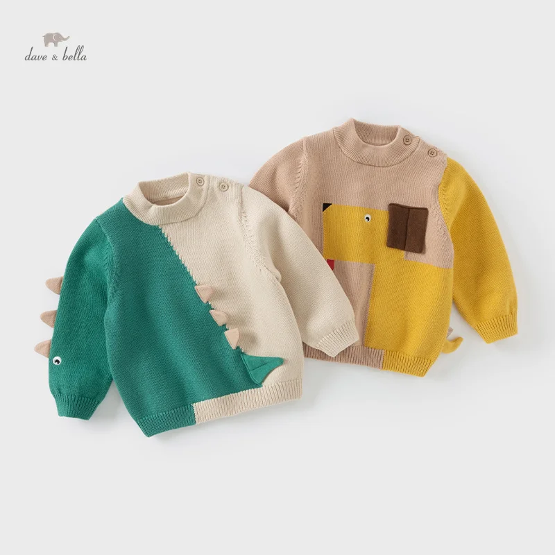 Dave Bella Baby Girls Boys Sweaters Pullover Dog Dinosaur Long Sleeve Round Neck Cotton Kid Pullover Tops DB4242733