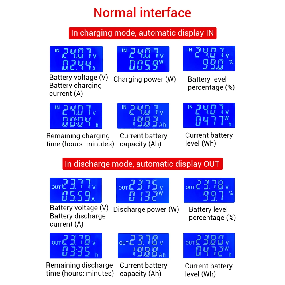 DC 6 ~ 60V cyfrowy miernik kulomb dwukierunkowy Monitoring prądu 30A wskaźnik poziomu baterii woltowy miernik mocy do baterii litowej