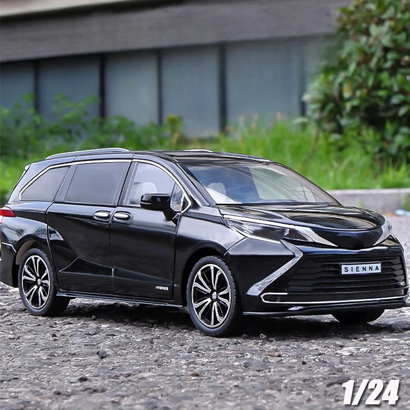 Sienna – modèle de voiture jouet MPV 1:24, en alliage moulé sous pression, son et lumière, portes ouvertes, traction arrière, Absorption des chocs, cadeaux de Festival pour garçons
