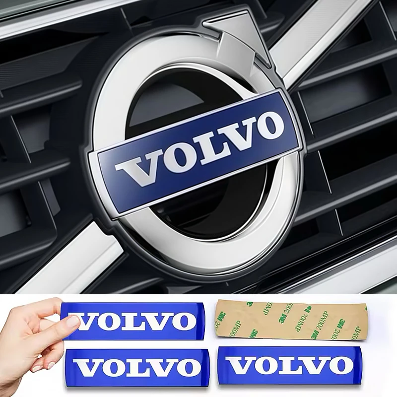 3d grade de carro emblema adesivo grade dianteira azul preto carta emblema decalques decoração para volvo xc60 xc90 s60 s80 v60 c70 s40 c30