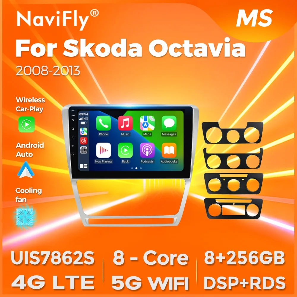 

Автомобильный радиоприемник Navifly Android для SKODA Octavia 2 A5 2008-2013, мультимедийный видеостереоприемник, плеер, GPS-навигация, Carplay Auto