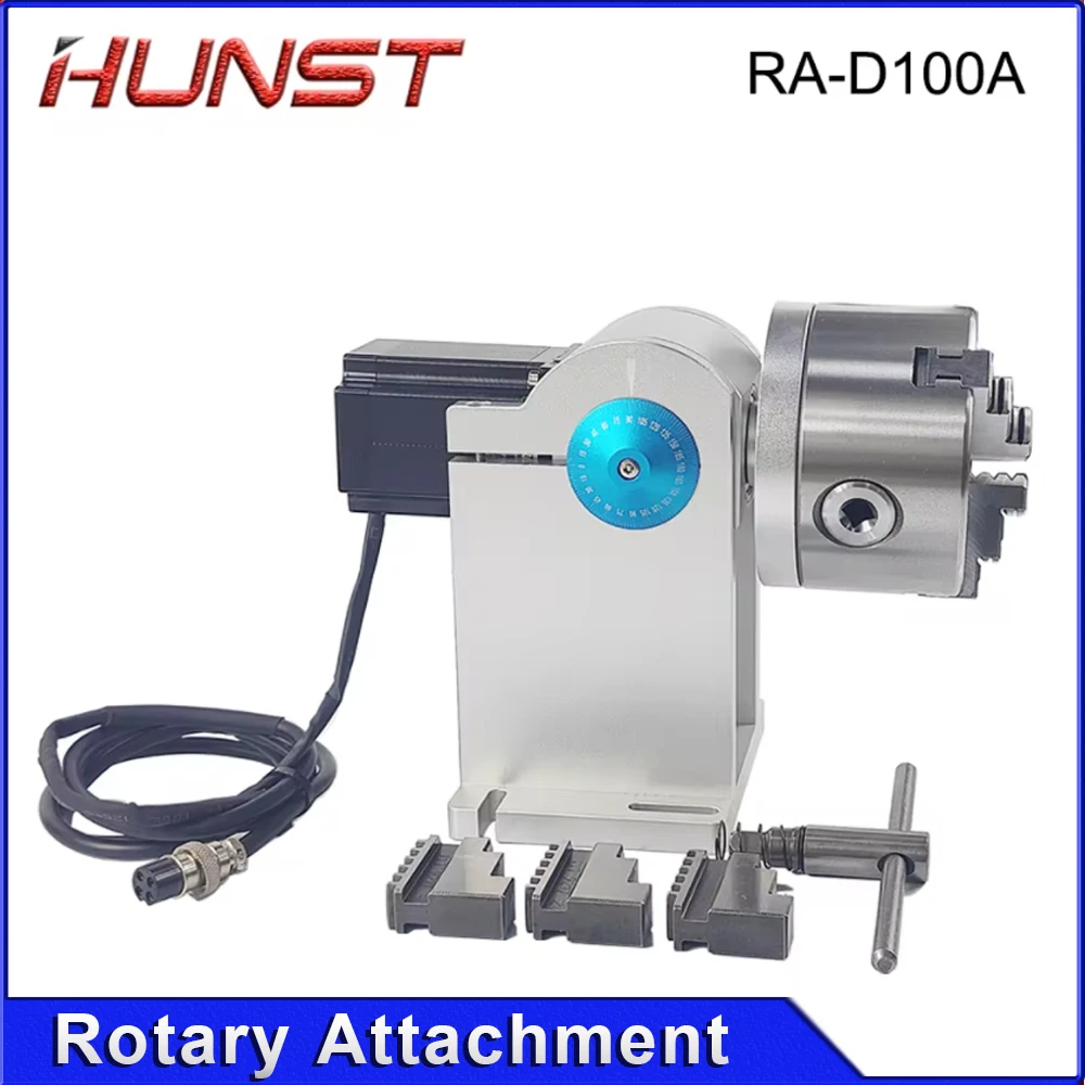 HUNST Rotary Attachment Dia.100mm Device Fixture Gripper Three Chuck Rotary Worktable for Laser Marking Parts Machine