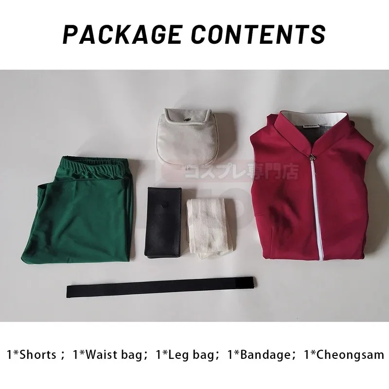 qa156HOLOUN Anime Haruno Sakura Cosplay Costume Sleeveless Cheongsam Shorts Pouch Waist Bag Halloween Christmas Gift Cos Convent