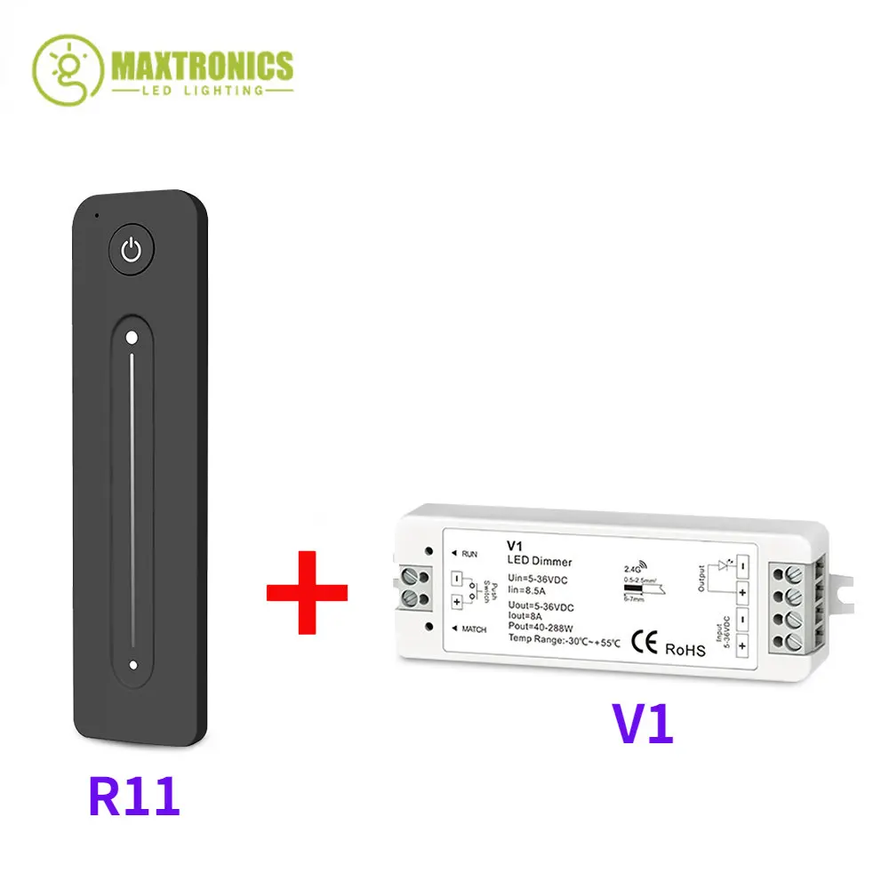 Atenuador LED inalámbrico RF Switch12V 5V 24V 36V 8A PWM con 1 zona 2,4G Ajuste de brillo control remoto táctil para tira Led de un solo Color