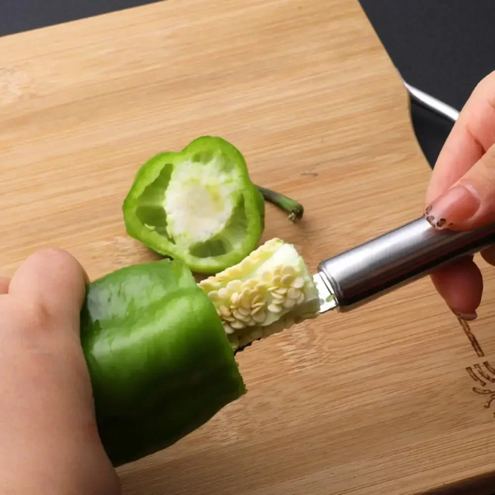 1PC Stainless Steel Corer Pear Fruit Vegetable Tools Core Seed Remover Cutter Pepper Seeder Slicer Knife Kitchen Gadgets