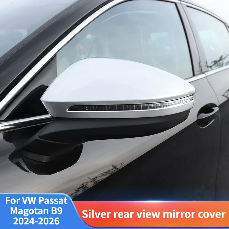 Car Rearview Mirror Cover ABS Silver Protective Shell Exterior Decor Case Modified Accessory For VW Passat Magotan B9 2024-2026