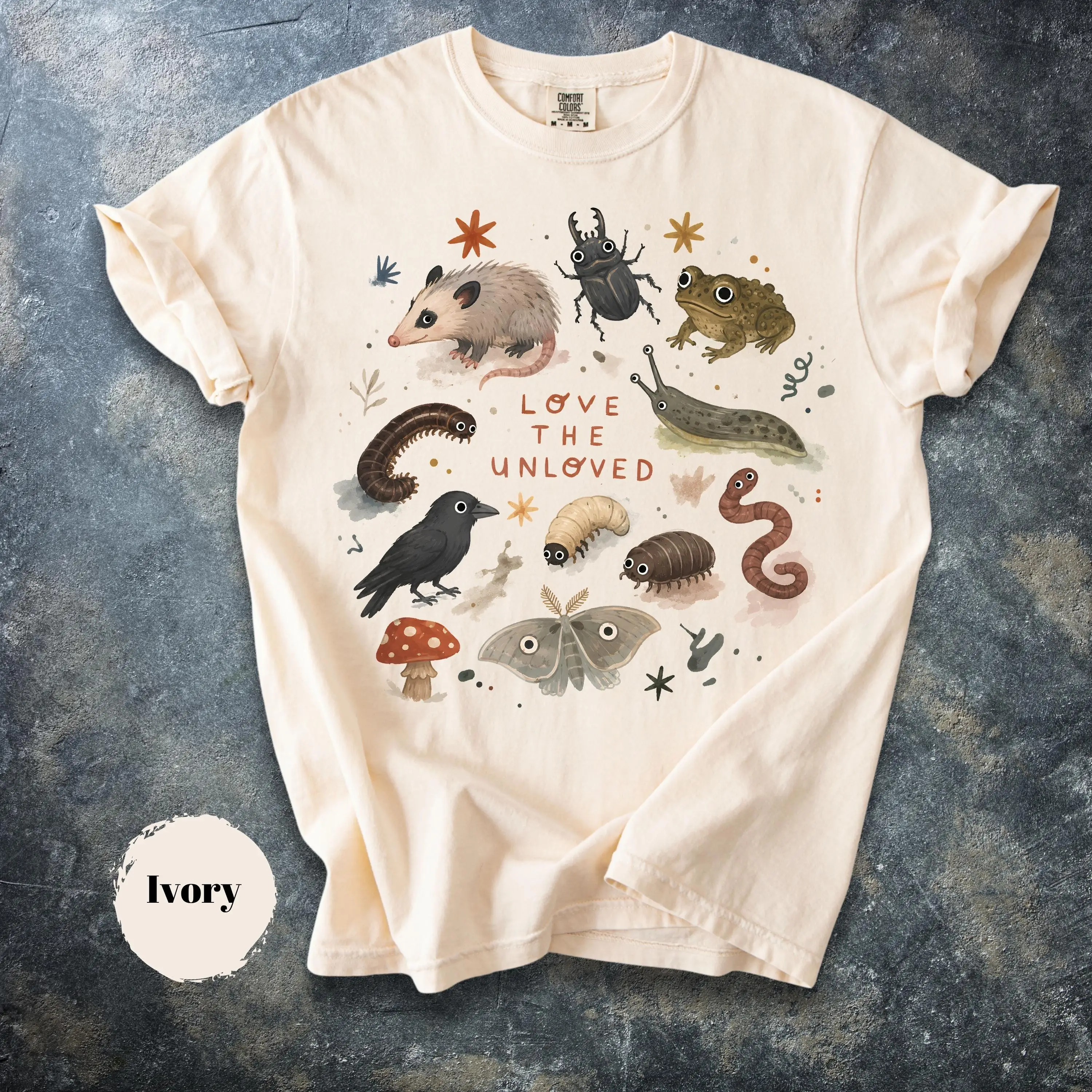 Love The Unloved Shirt, Goblincore Graphic Tee, Odd Animal Shirt, Possum Crow Frog T-Shirt, Alternative Nature Lover Gift