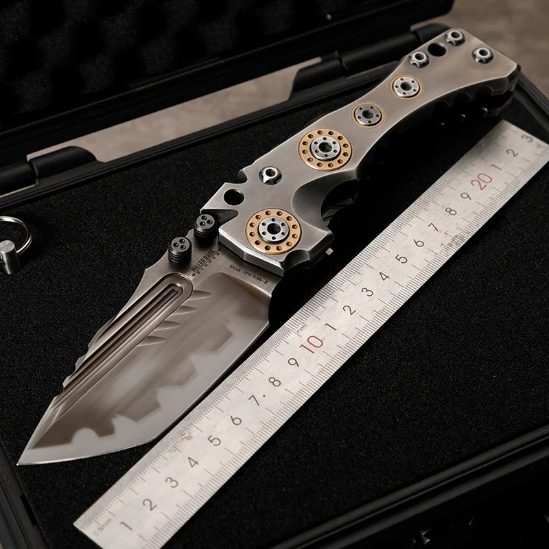 

T1 Heavy-Duty Folding Knife with Titanium Alloy Handle for Outdoor Survival, Hunting and Rescue, Men's Gift