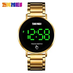 SKMEI 1550 Male Touch Screen LED Light Display 3bar Waterproof Stainless Steel Strap montre homme Fashion Men Digital Watch