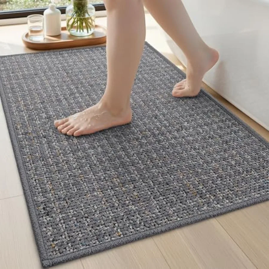 

Bathroom Rug Non Slip Washable, 24x36 Ultra Thin Bath Mat, Absorbent Quick Dry with Rubber Backing, Low Pile Bath Rugs for Show