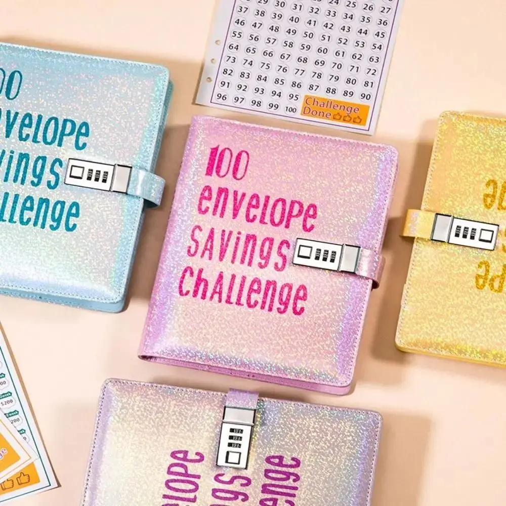 cash-envelopes-money-saving-binder-password-lock-laser-cover-mini-budget-binder-durable-tear-resistant-savings-challenges-book