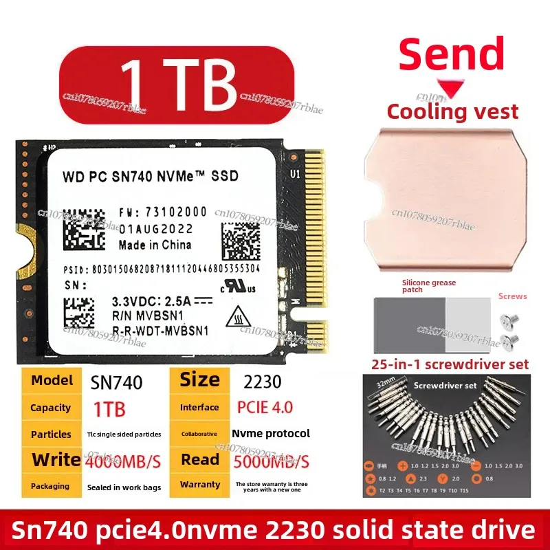 Western Digital Sn740 512G 1TB 2T 2230 Pcie4.0 Laptop Desktop SSD