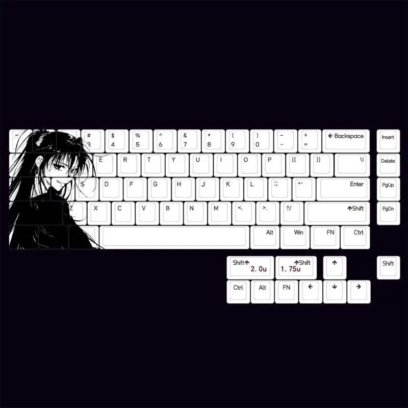 R53C 75PCS Keycaps 5Sides Dye Sublimation For 61/64/68 for FIRE68 Mechanical Keyboard