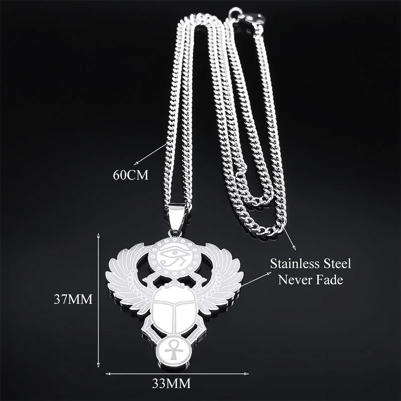 سكراب عين حورس عنخ قلادة الفولاذ المقاوم للصدأ للنساء المصريين القدماء آلهة مفتاح الحياة القلائد مجوهرات هدايا N2336S03 #6