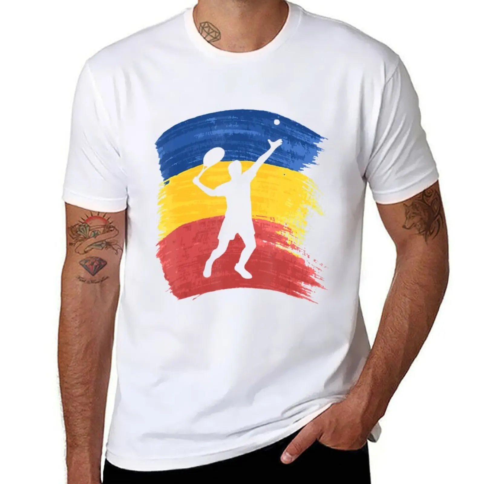 

Tennis Player With Racket Playing Tennis T-Shirt funny t shirts cotton t shirts for man cotton soft T-Shirt