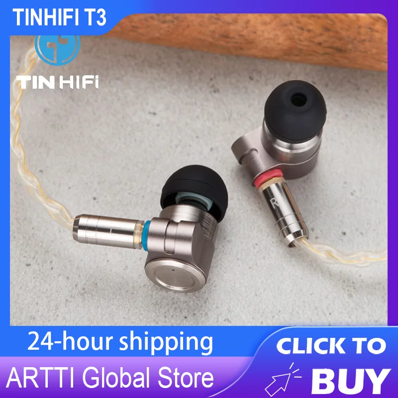 

TINHIFI T3 Wired HIFI Hi-Res In-Ear Earphone Premium Single Knowles BA PU+PEK Hybrid Driver Metal Monitor MMCX PIN 3.5mm Plug