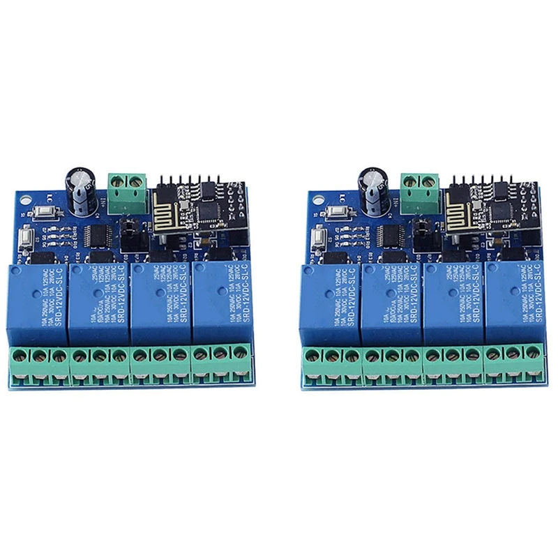 

2X DC 12V ESP8266 ESP-01 4-Channel Relay Module Wifi Module For Iot Smart Home Mobile Phone APP Controller Wifi Relay