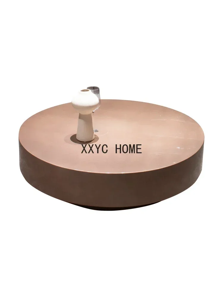 Nordic Modern Minimalist round Tea Table Model Room Small Apartment Living Room Italian Simple Luxury Paint Stone Plate
