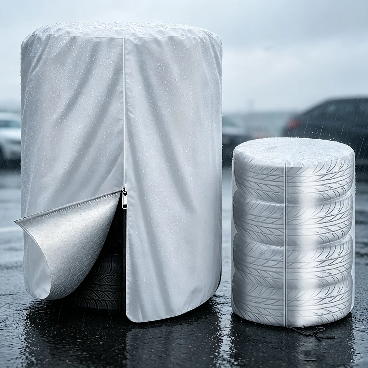 Tire Storage Cover, Large Seasonal Tire Cover, Tire Stacking Cover for 4 Tires, Suitable for Garage