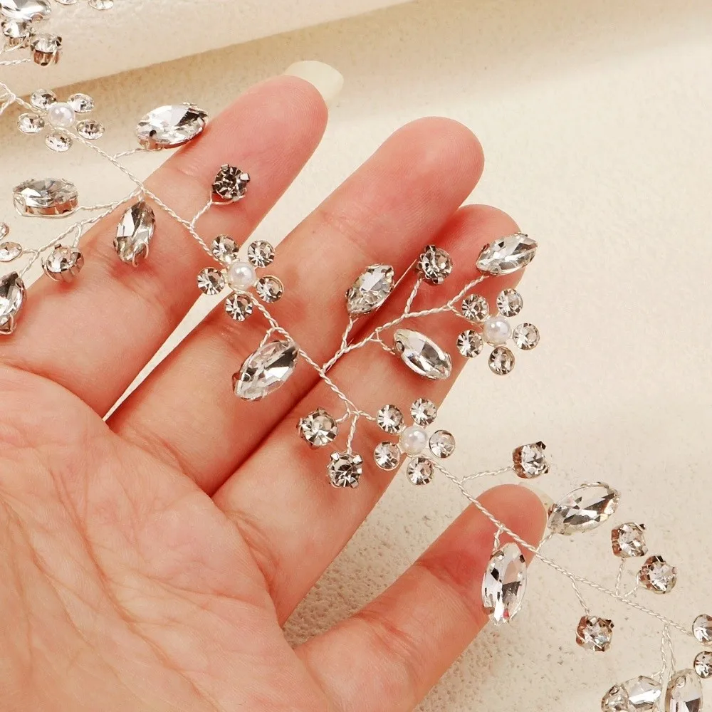 خمر حجر الراين العروس غطاء الرأس زهرة مطرز التصوير عقال النمط الفرنسي تألق الزفاف إكسسوارات الشعر النساء #4