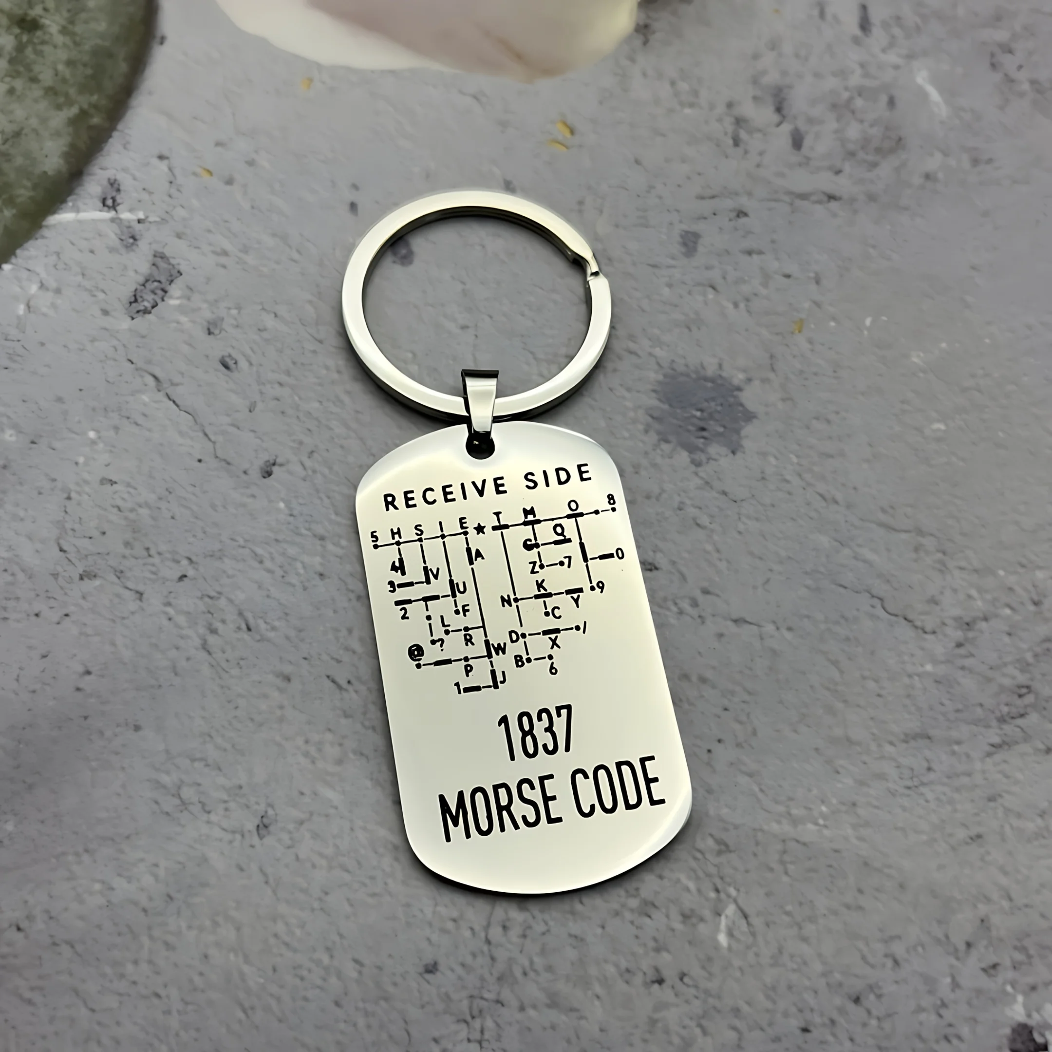 Morsecode-Schlüsselanhänger, Doppelseitiges Alphanumerisches Lernwerkzeug, Edelstahl Auto-Accessoire, Unisex-Geschenk für Funkamateure