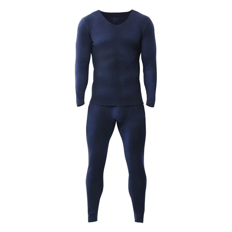 

Traceless thermal underwear men's suit v-neck thickened and velvet winter cold-proof tight wool bottomed long johns
