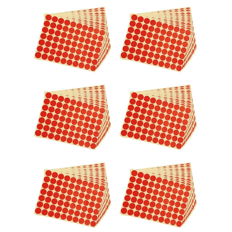 6Set 19Mm Circles Round Code Stickers Self Adhesive Sticky Labels Red