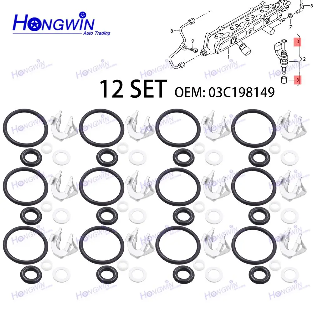4/8/12SET 03C198149 03C906036M 03C906036F Fuel Injector Seal For Seat Alhambra Leon Toledo 1.4 TSI Ibiza/Ibiza FR EA111