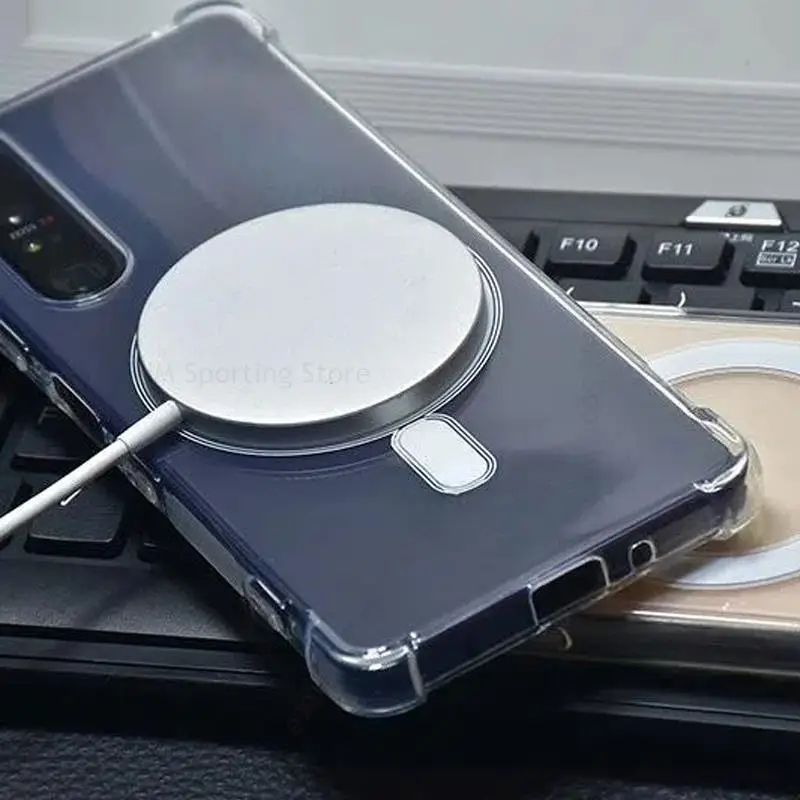 Funda For Sony Xperia 1 5 IV For Magsafe Magnetic Transparent Case For Xperia 5 IV 1 III 1 II Wireless Charging Magsafing Cover