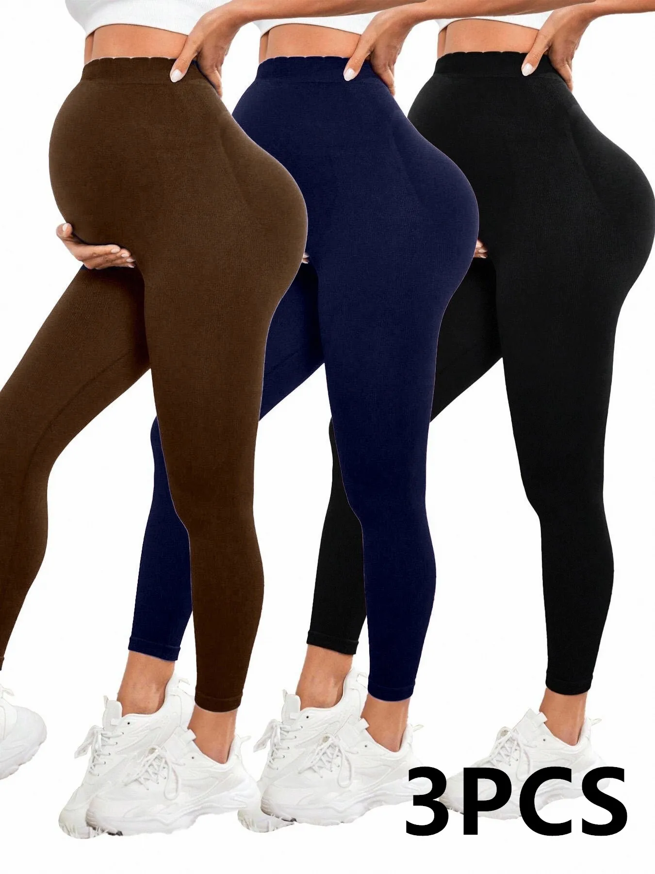 3 قطعة طماق الأمومة النسائية فوق البطن الحمل ملابس نشطة تجريب اليوغا الجوارب السراويل #1