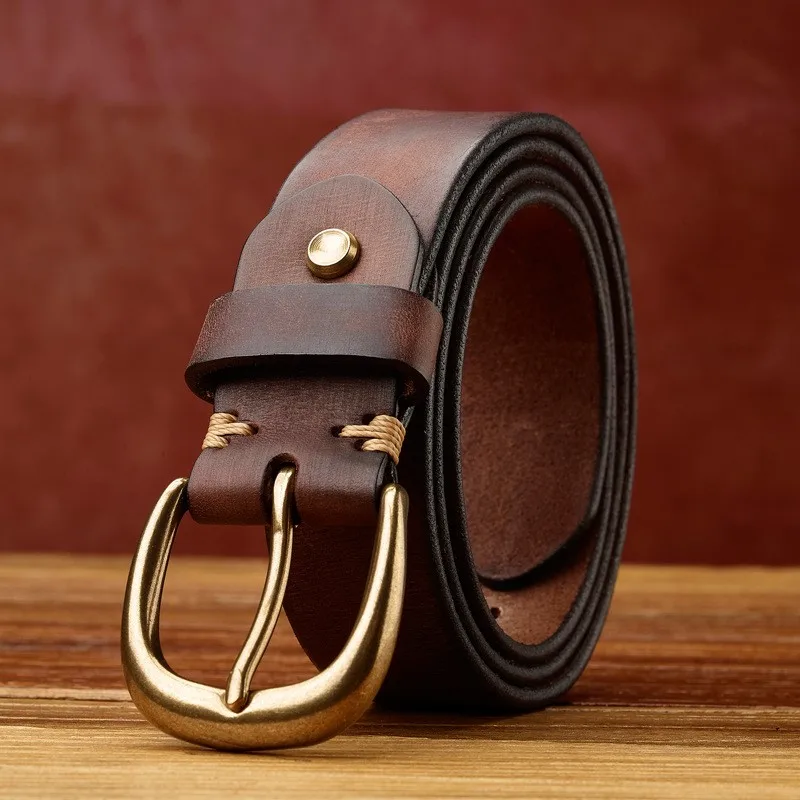 Handcrafted top-grain leather men's belt versatile and casual new for men