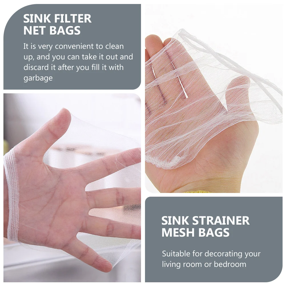 

200Pcs Sink Drainage Filter Nets Premium Material Elastic Deformation Resistant Fine Mesh Design Convenient Cleanup