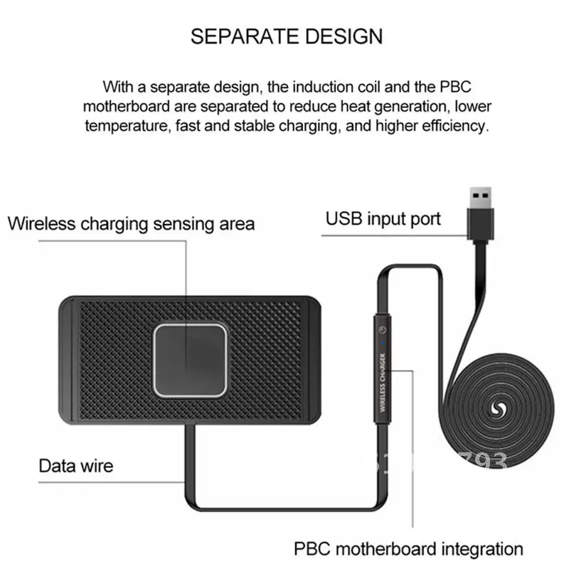 Car Fast Wireless Charger Silicone Pad Cradle Stand Dock 15W for Samsung S20 S10 iPhone 12 11 Pro Xs Max Wireless Charging Stand