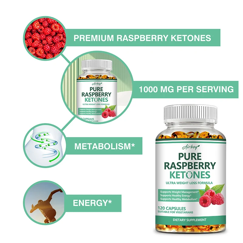 Pure Raspberry Ketones Capsules - Supports Weight Management, Fat Burning, Metabolism Boosting