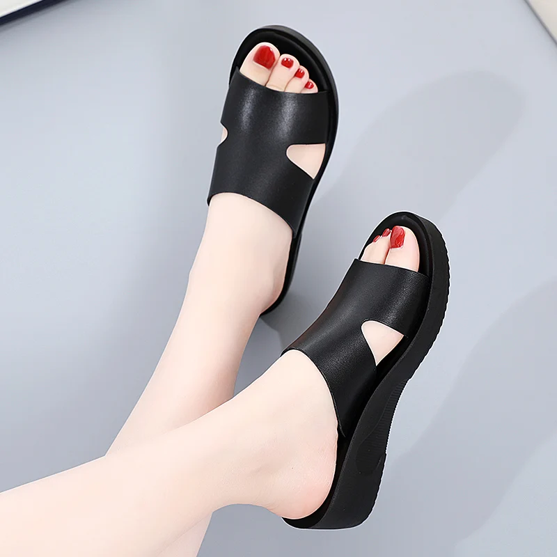 2024 New Fashion Summer Women\'s Sandals Luxury Wedges Slippers Black Platform Shoes for Women Shoes Zapatos De Mujer