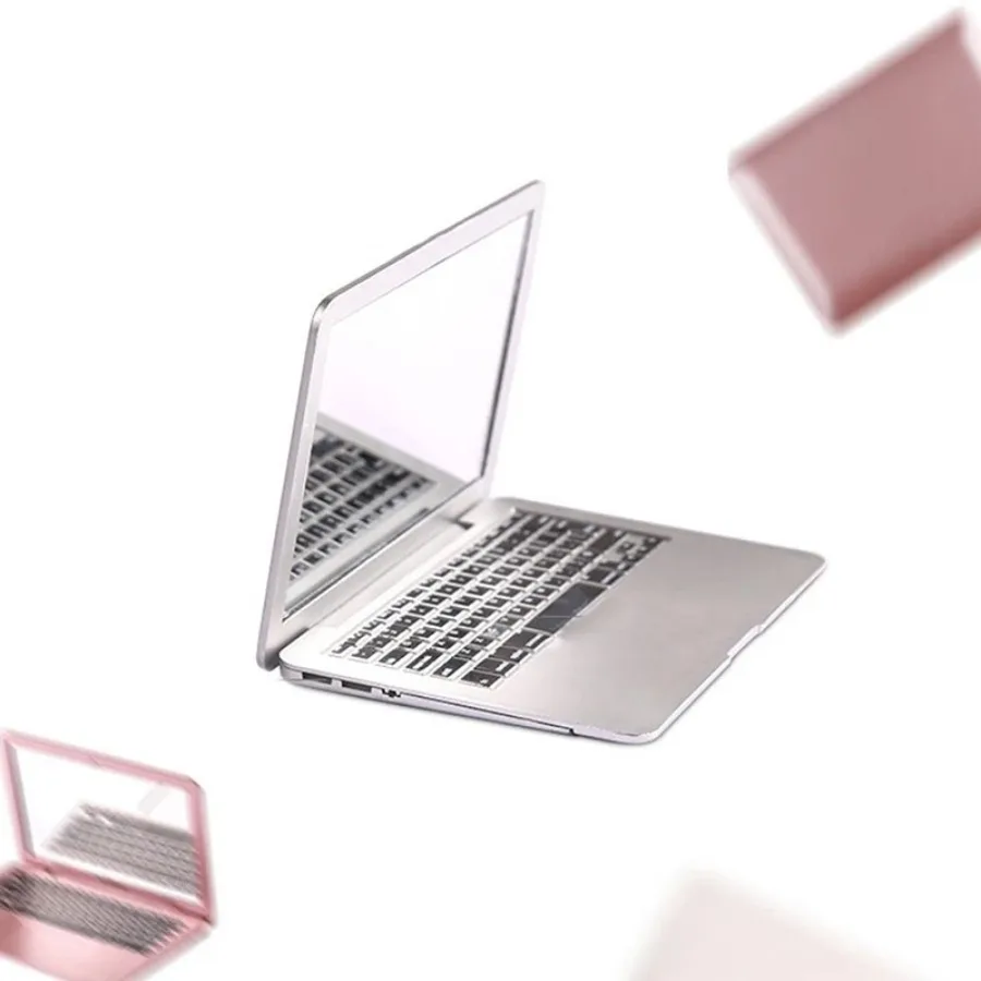 Hochwertige Mini Make-up Spiegel Notebook MacBook Silber weiß Kosmetik spiegel neues Design tragbare Make-up Spiegel Kompakt spiegel