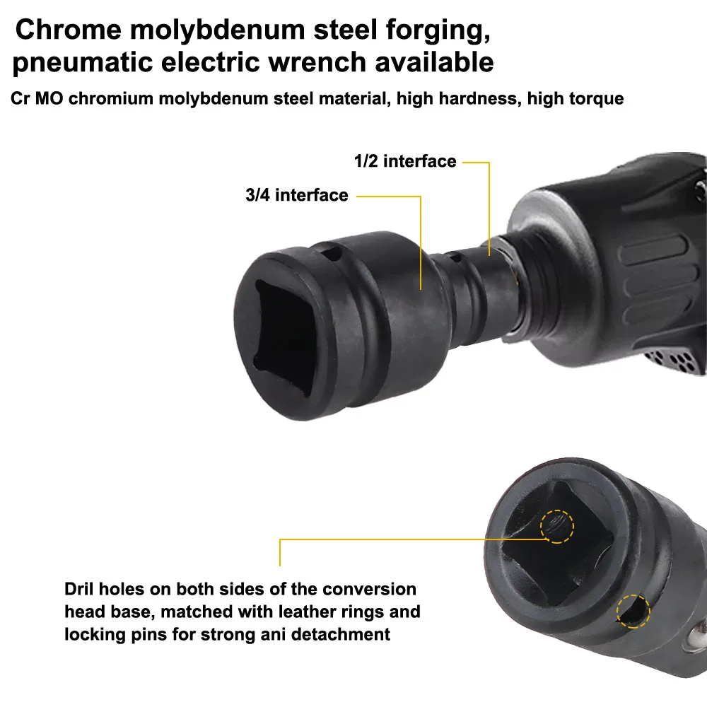Chiave a bussola Set di utensili manuali Set di chiavi per interruttore a cricchetto Set di chiavi a bussola da 6 pezzi Adattatore per manicotto pneumatico 1/4 1/2 3/8 3/4