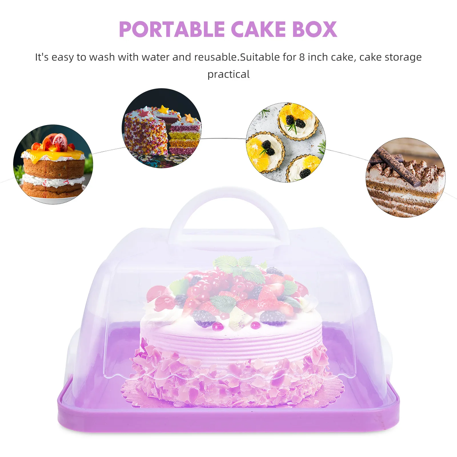 Portable Plastic Cake Carrier with Handle Cake Container Box for Bakery Home Use with Lid Clear Dust Insect Resistant