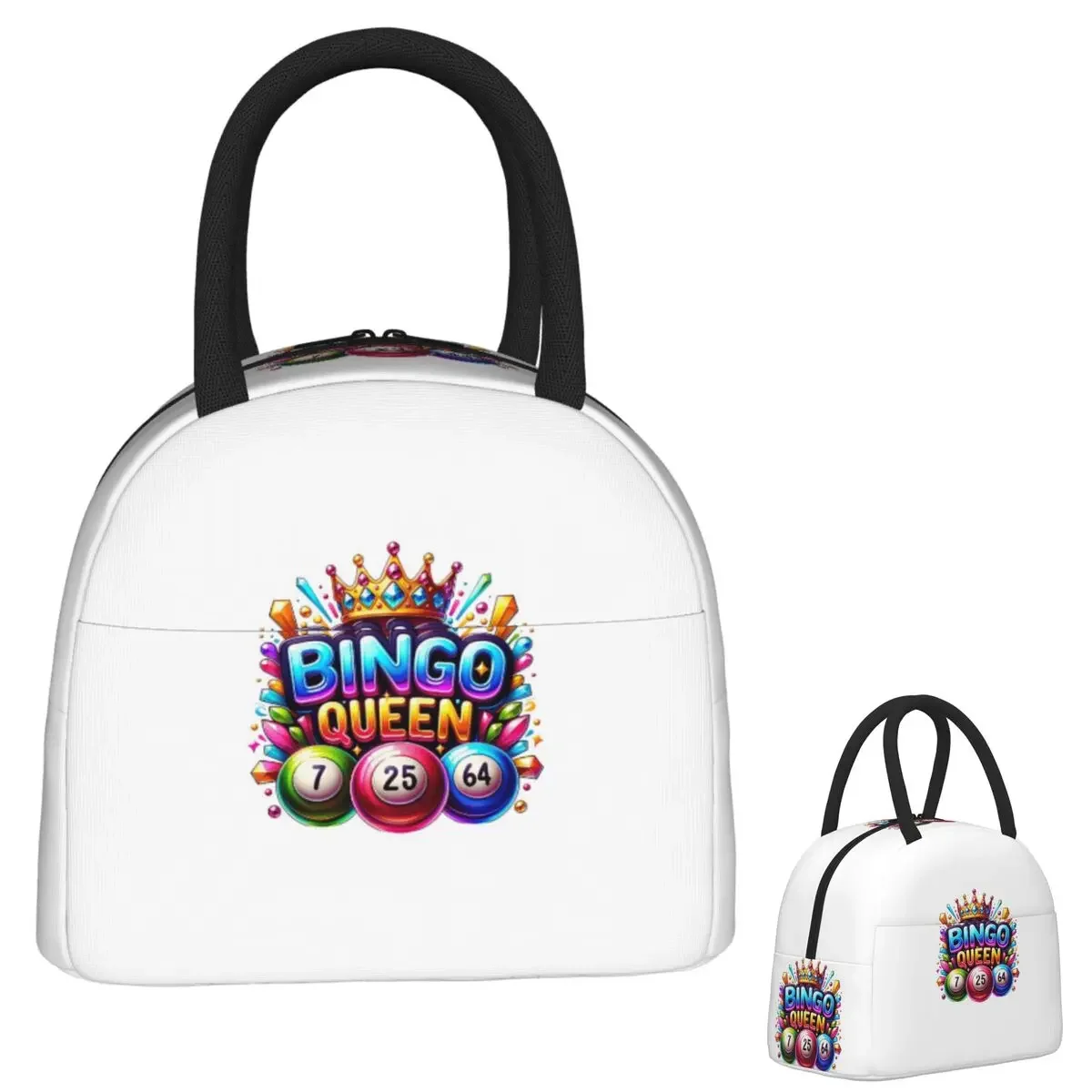 Bingo Queen Best Player Of Vacation Bingo Insulated Lunch Bag for Women Kids Leakproof Food Boxes Thermal Lunch Box Tote