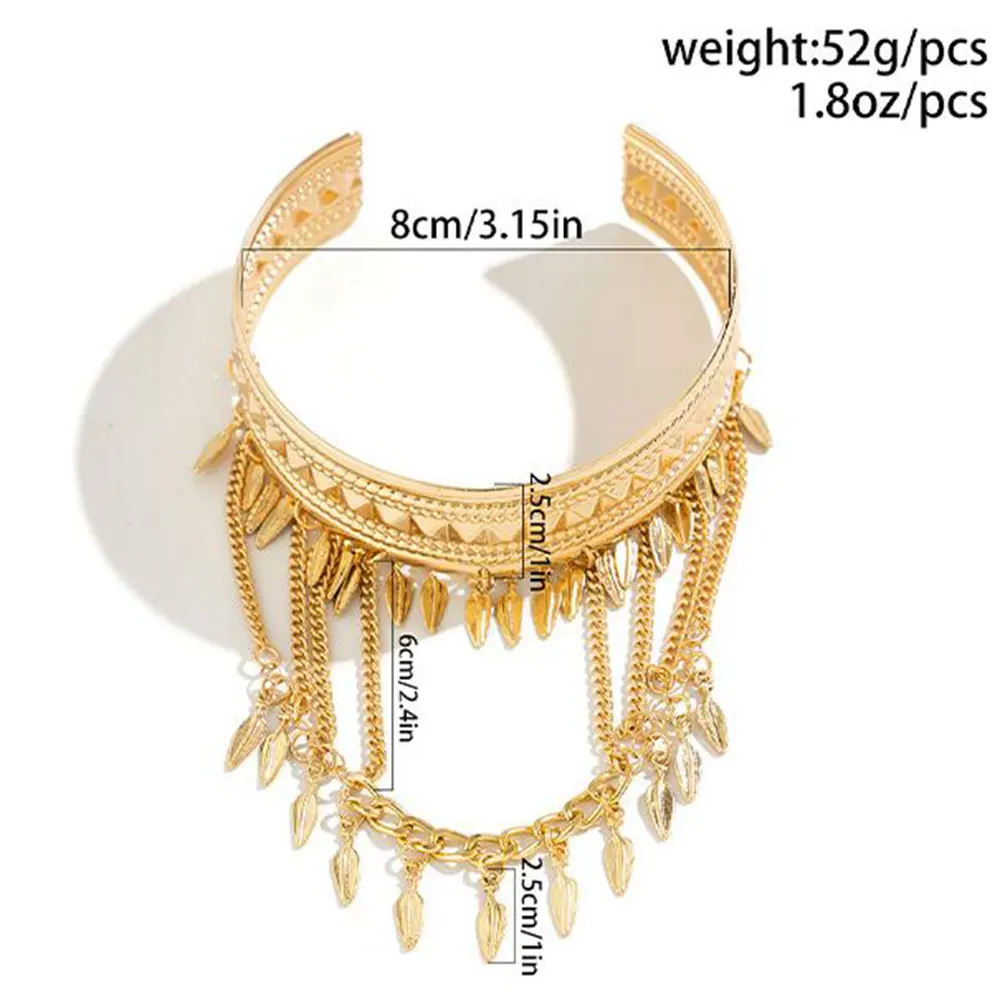 KMVEXO Vintage Upper Arm Chain Tassel Leaves Coin Bracelet For Women Fashion Gothic Armlet Hand Bracelets Bangles Punk Jewelry