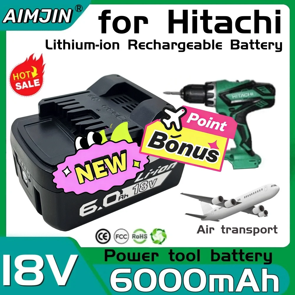 🚧Battery 18V 6.0Ah Rechargeable For Hitachi 18V Battery Replacement Batteries For Hitachi Power Tools BSL1840 DSL18DSAL BSL1815