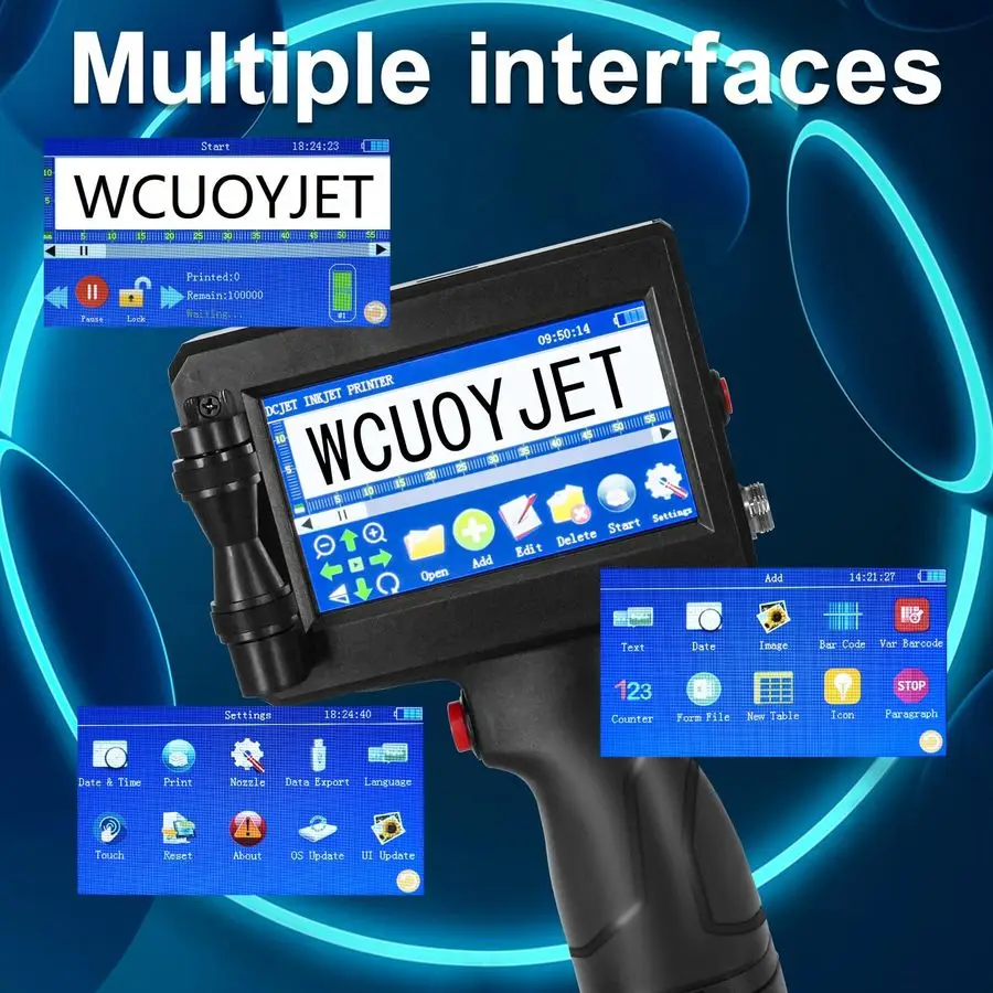 طابعة نافثة للحبر محمولة، ارتفاع الطباعة 0.080.5 بوصة طابعة محمولة مع خرطوشة حبر سريعة الجفاف 42 مل 4.3 بوصة تعمل باللمس #4
